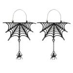 Dark Spider Web Stud Earrings Halloween Jewelry