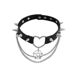 Punk Leather Studded Choker Halloween Jewelry