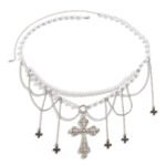 Pearl Cross Waist Necklace Body Chain