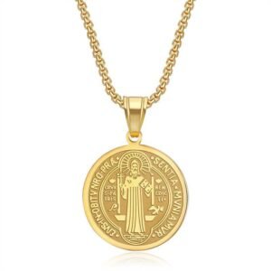 Stainless Steel Priest St. Benedict Exorcism Pendant Necklace