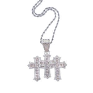 Iced Out Zircon Cross Pendant Necklace