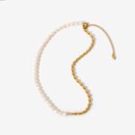 Stainless Steel 18K Gold-Plated Necklace with Freshwater Pearl Accents