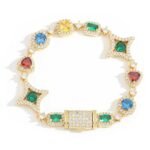 Zircon Colorful Gemstone Bracelet for Men Hip-Hop Jewelry