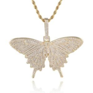 Zircon Large Butterfly Pendant Hip-Hop Necklace for Women