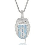 Iced Out Zircon Dollar Mouth Tongue Pendant Necklace for Men Hip-Hop Jewelry