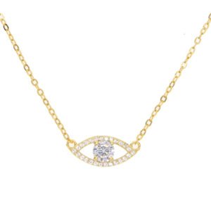 S925 Sterling Silver Micro-Paved Zircon Evil Eye Necklace