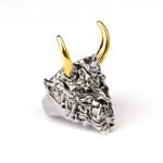 Monster Mask Pendant Necklace and Ring Set for Men Halloween Horror Punk Jewelry Gift