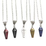 Gothic Blood Drop Cross and Coffin Pendant Necklace - Vintage Punk Religious Jewelry