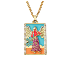 Tarot Pendant Necklace with Star, Moon, and Sun Charms - Choker Chain