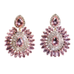 Pink Glass Rhinestone Earrings Party Halloween Jewelry