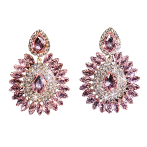 Pink Glass Rhinestone Earrings Party Halloween Jewelry