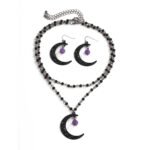 Gothic Moon Necklace and Earrings Set for Women Halloween Jewelry Set