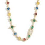 Hip Hop Colorful Gemstone Necklace Iced Out Statement Jewelry