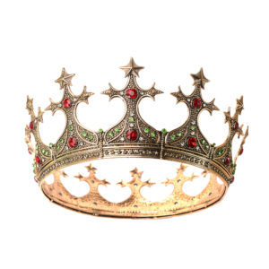 Full Round Gold King Crowns for Men Medieval Costume Headwear