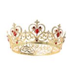Crystal Gold Crowns for Women Red Hairband for Photo Shoot