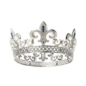 Fleur-de-lis Royal Silver King Crown for Men Medieval Costume Headwear