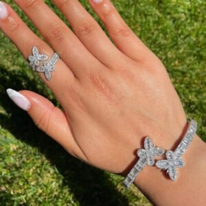 Zircon Micro-Paved Open Butterfly Ring – Elegant and Whimsical Statement Jewelry