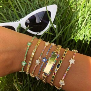 Colorful Zircon Star Bracelet – Vibrant and Stylish Statement Jewelry