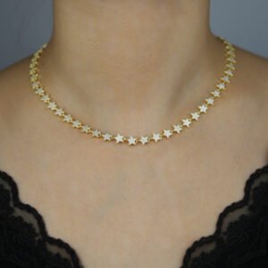 Iced Zircon Star Necklace – Dazzling and Unique Statement Jewelry