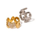 18K Gold-Plated Stainless Steel LOVE Letter Ring - Gift