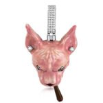 Enamel Sphynx Cat Pendant Necklace Hip-Hop Hairless Hand-painting Cat Jewelry