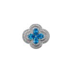 Zircon Flower & Four-Leaf Clover Ring – Trendy Hip-Hop Jewelry