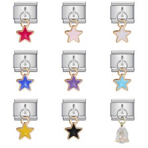 Italian Charm Bracelet Gemstone Star Pendant Series – Elegant and Celestial Jewelry