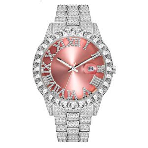Dive-Style Iced Out Roman Quartz Watch